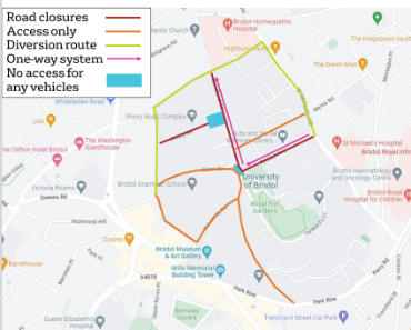 2022 Open Day Road closure map